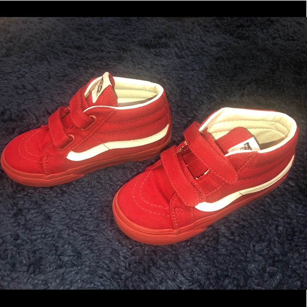 Toddler red and white Vans. 9.5
